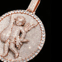 Gold Rose Gold Plated Cherub Angel Medallion Pendant Full Micro