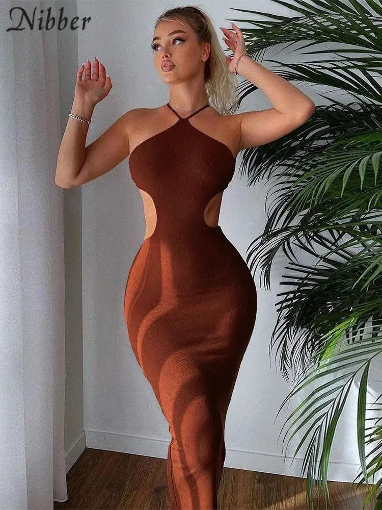 Halter Neck Knitted Dress Backless Fashion Statement Piece