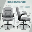 Grey Wood Frame PU Leather Office Chair
