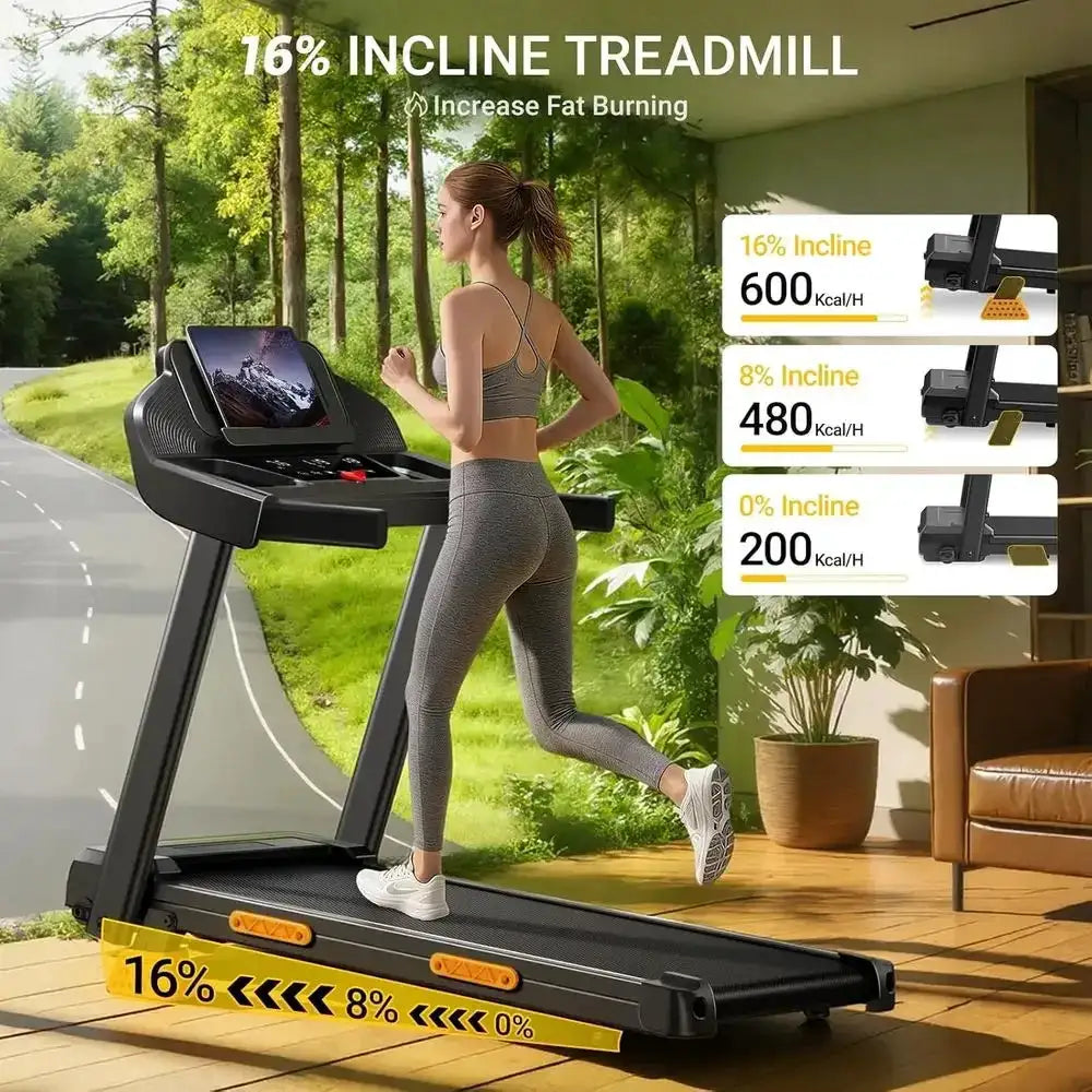 16% Incline 4-in-1 Foldable Treadmill with Triple-Sole, 3.0HP Quiet Motor, Suitable for Home and Office, Supports 400 LBS