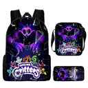 3 Pcs Set Smiling Anime Critters School Bags for Kids