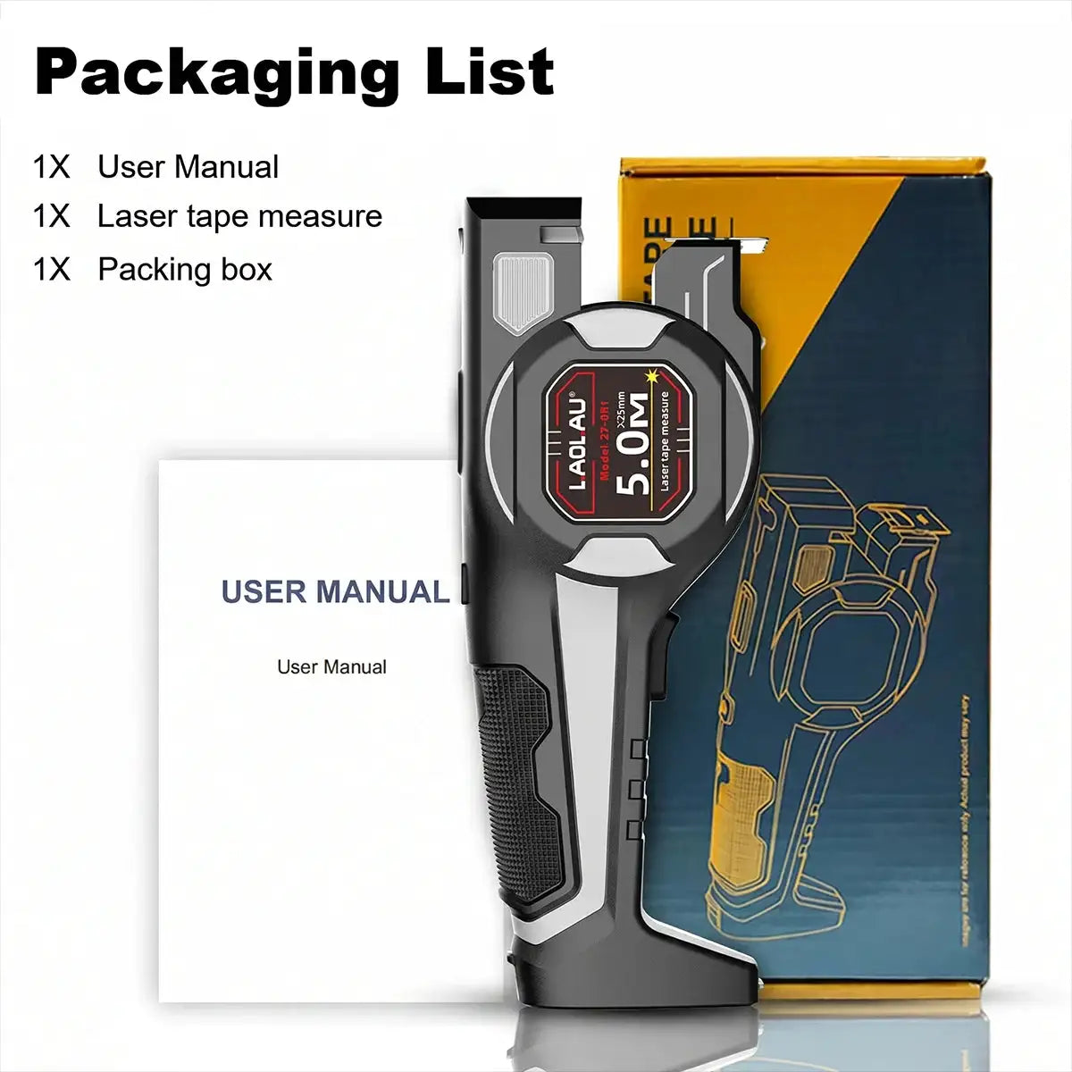 ZF-001 5M Laser Tape Measure 25mm Green Laser Line Bubble Level Type-C Auto Lock Ruler Measuring Tools for Household Woodworking