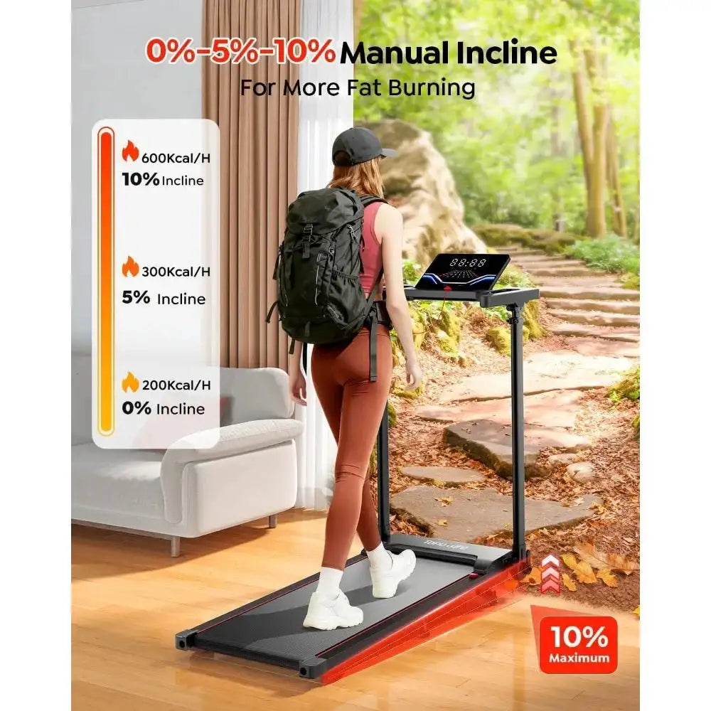Foldable Walking Pad with Adjustable Handle and Incline, Home Treadmill Desk, LED Display App and Remote Control
