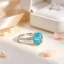 Womens Sterling Silver Moissanite Ring