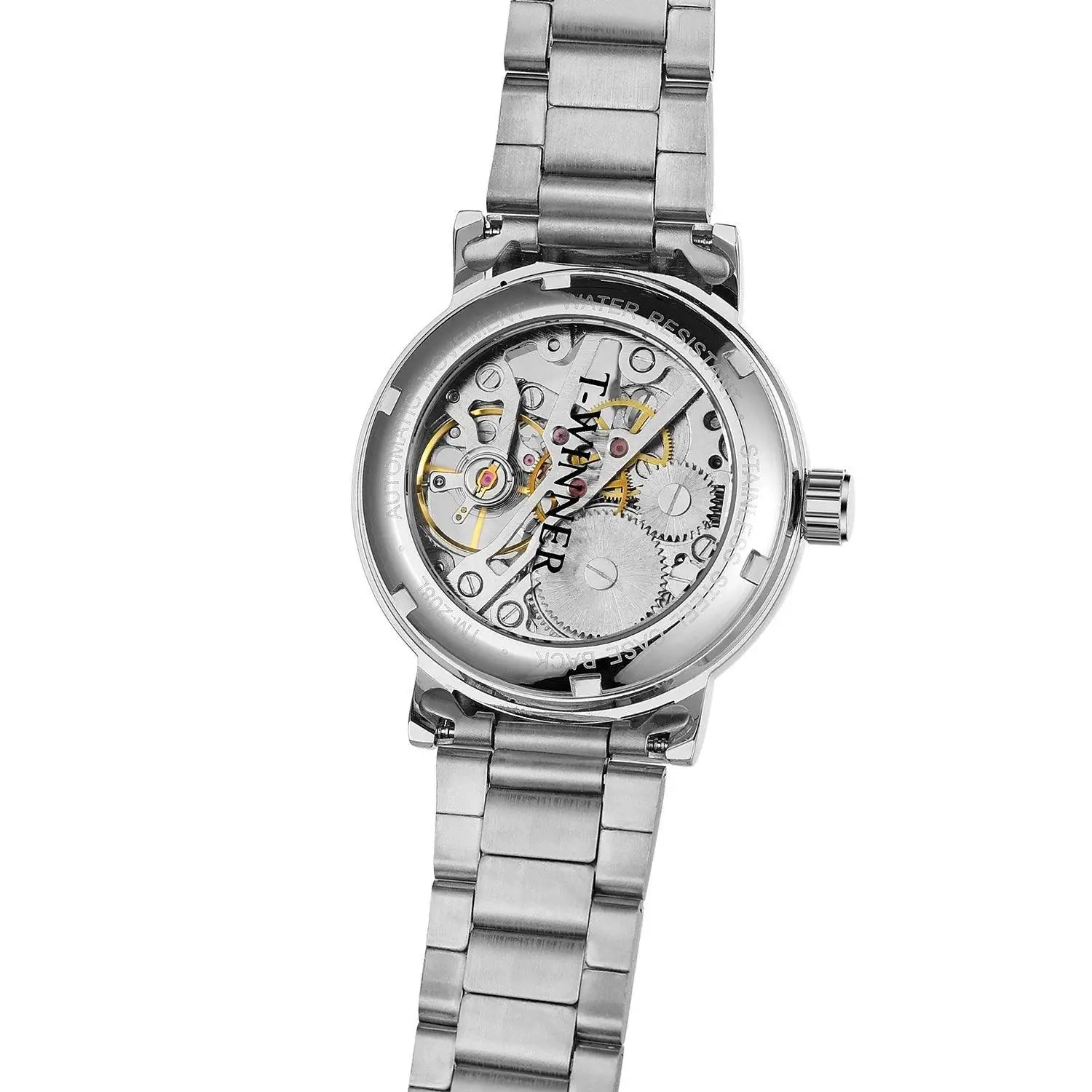 Elegant Skeleton Watch Stainless Steel Luxury Timepiece