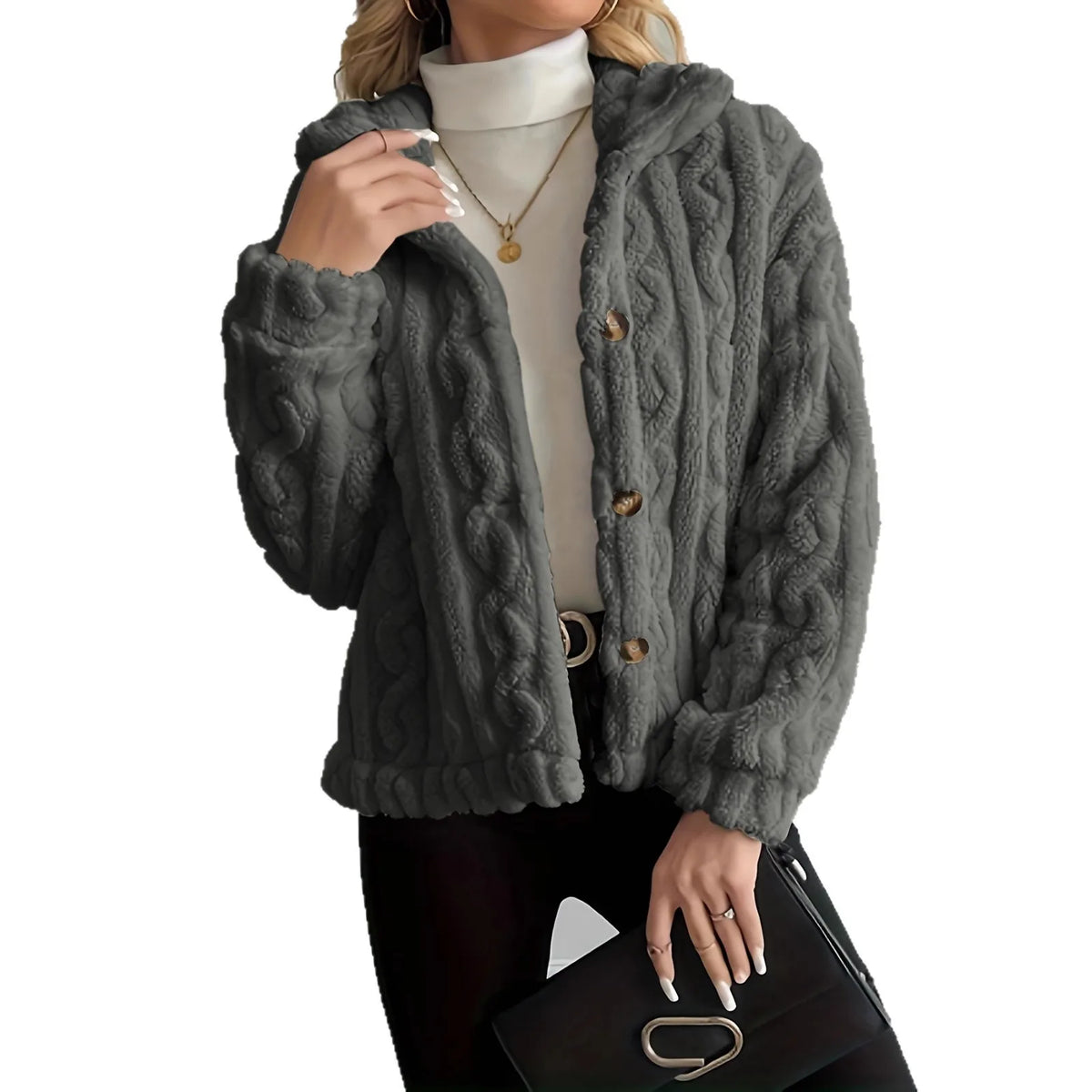 Thick Notched Collar Button Coat