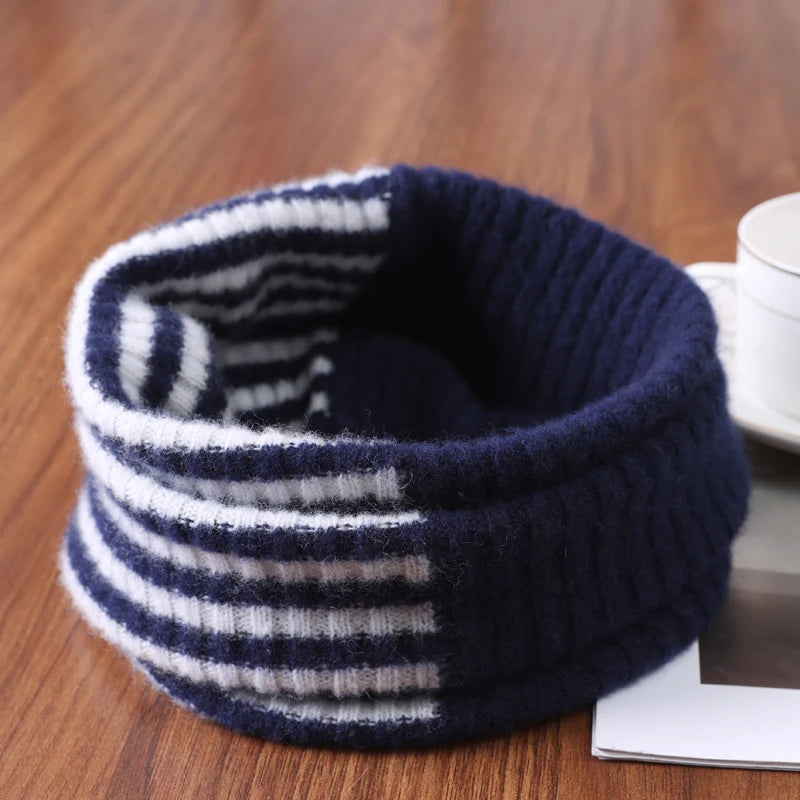 Striped Knit Winter Scarf