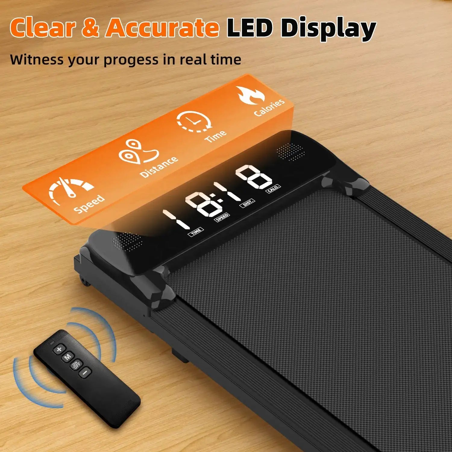 Walking Pad, Under Desk Treadmill for Home Office, Portable Treadmill with Double Shock Absorption Remote Control LED Display