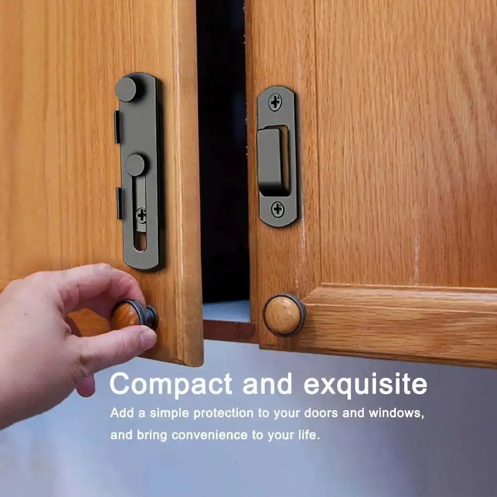 2 Pcs/Set Barn Door Lock, 180 Degree Flip Sliding Barn Door Lock, Barn Door Lock, Sliding Door, Pet Door, Garage, Bathroom, Window, Outdoor (Black)