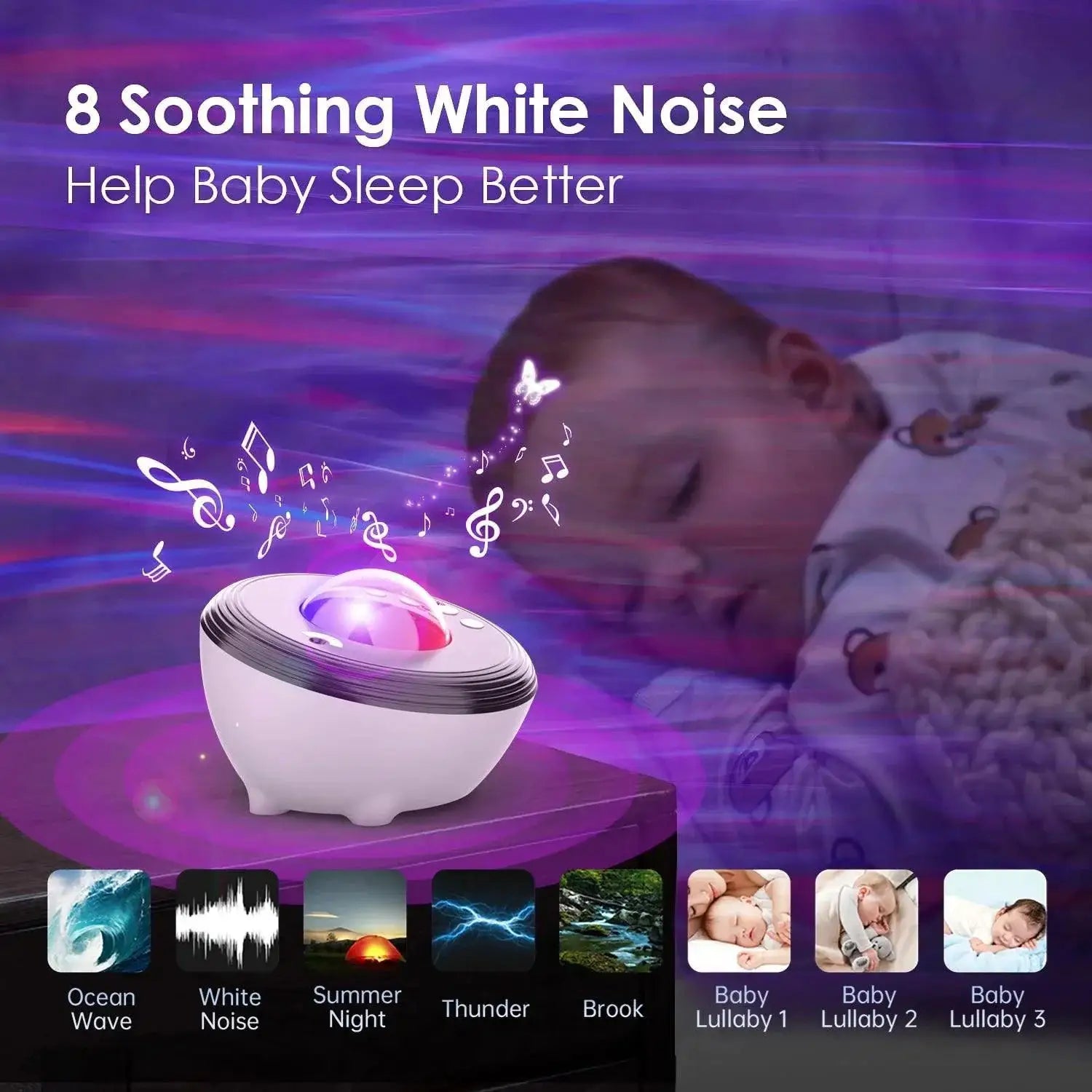 Aurora Star Projector Bluetooth Speaker With White Noise
