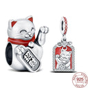 Silver Lucky Cat Bracelet Charm