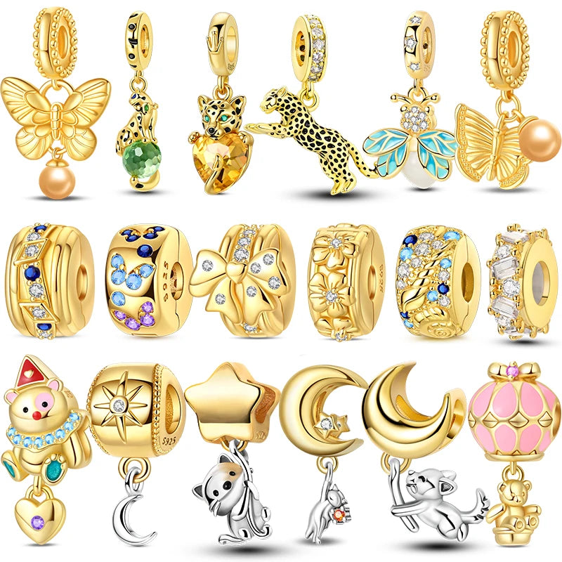 Charm Beads Sterling Silver Golden