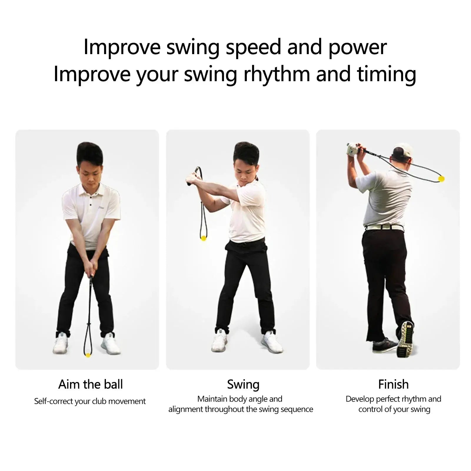 Golf Swing Practice Rope Adjustable Trainer Golf Accessory
