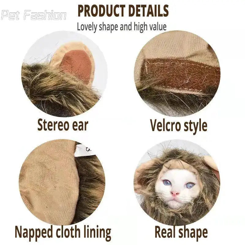 Cute Lion Mane Wig Hat for Small Dogs and Cats Decor