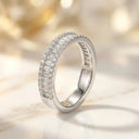 Round Moissanite Ring in Sterling Silver Triple