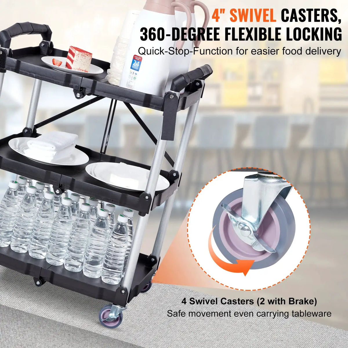 Tier Folding Rolling Utility Cart — product image 3