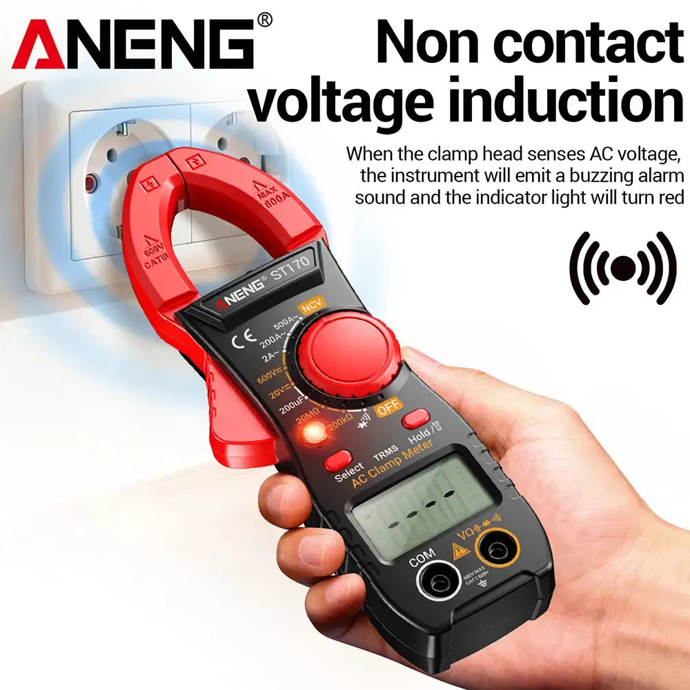 ANENG ST170 Digital Clamp Meter Multimeter 500A AC Current AC/DC Voltage Tester Resistance Capacitance Diode Test NCV Large Screen Flashlight Auto Power Off Electrician Tools
