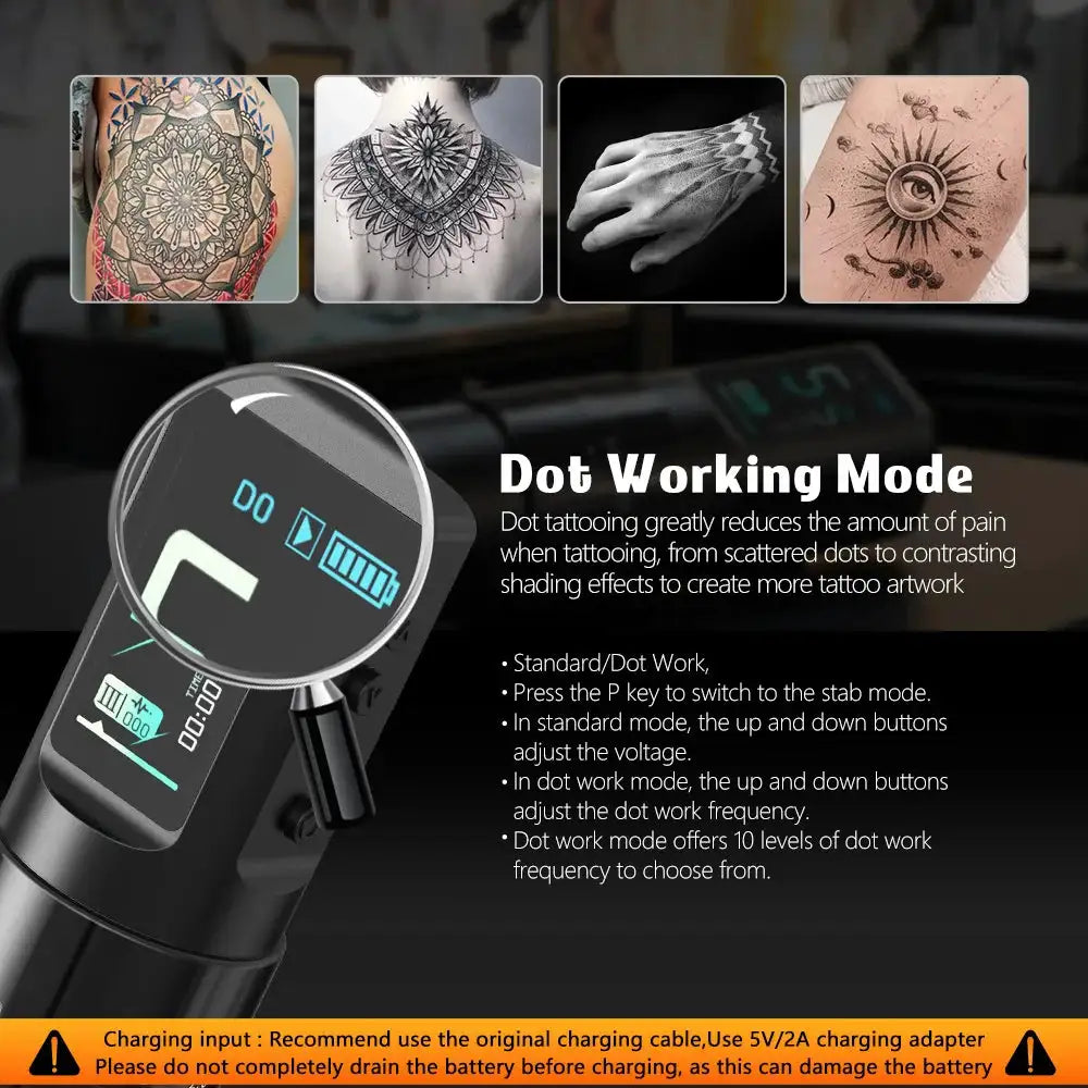 XNET Nebula Wireless Tattoo Machine Custom Motor 1600mAh Battery 7 Adjustable Strokes Dot Tattoo Pen For Beginner For Tattoo Art