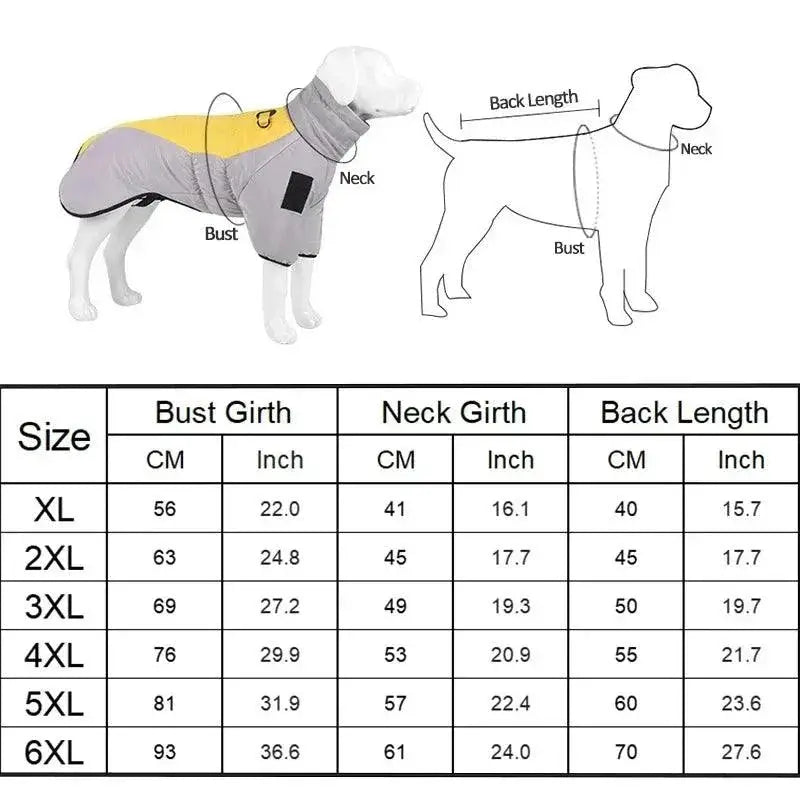 Big Dog Winter Jacket Waterproof Coat For Large Dogs