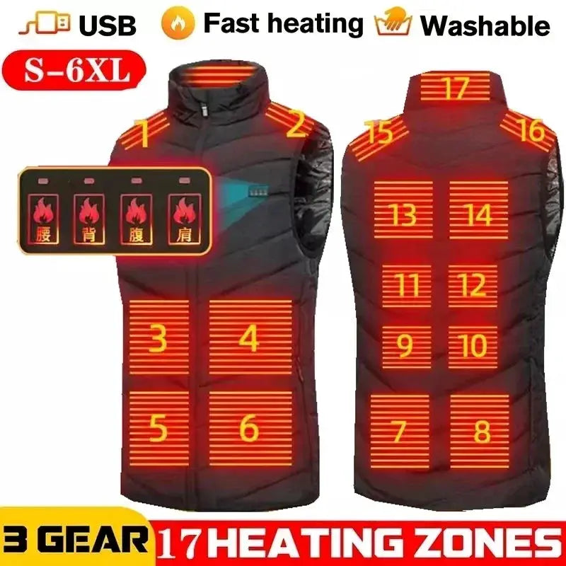 17 Heated Vest Jacket for Men Women Winter Warmth Fashion