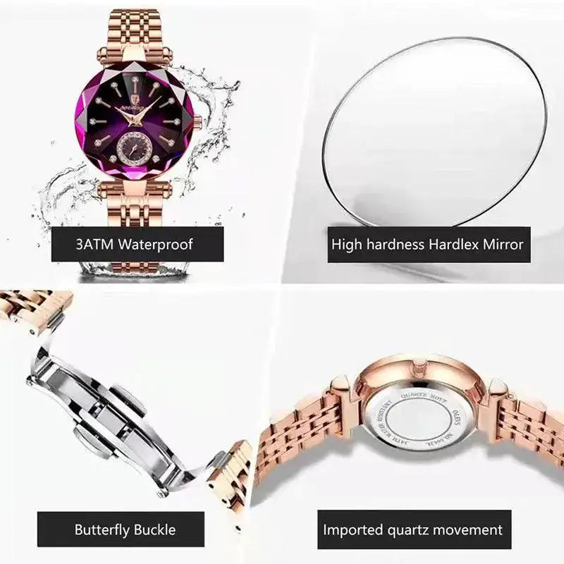 Elegant Rose Gold Women's Watch Swiss Timepiece Waterproof