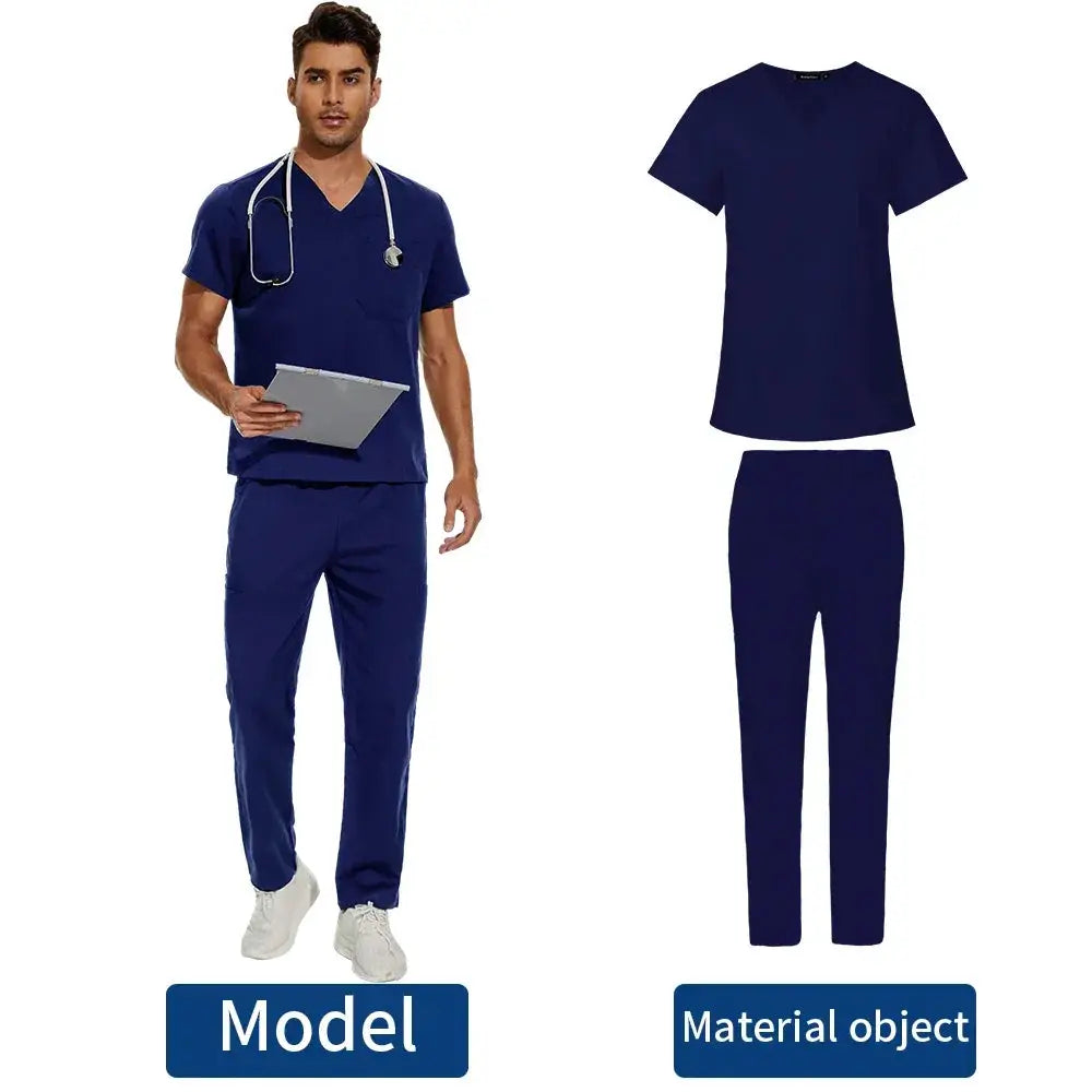 Mens Scrubs Medical Uniform Set Vneck Doctor Overalls