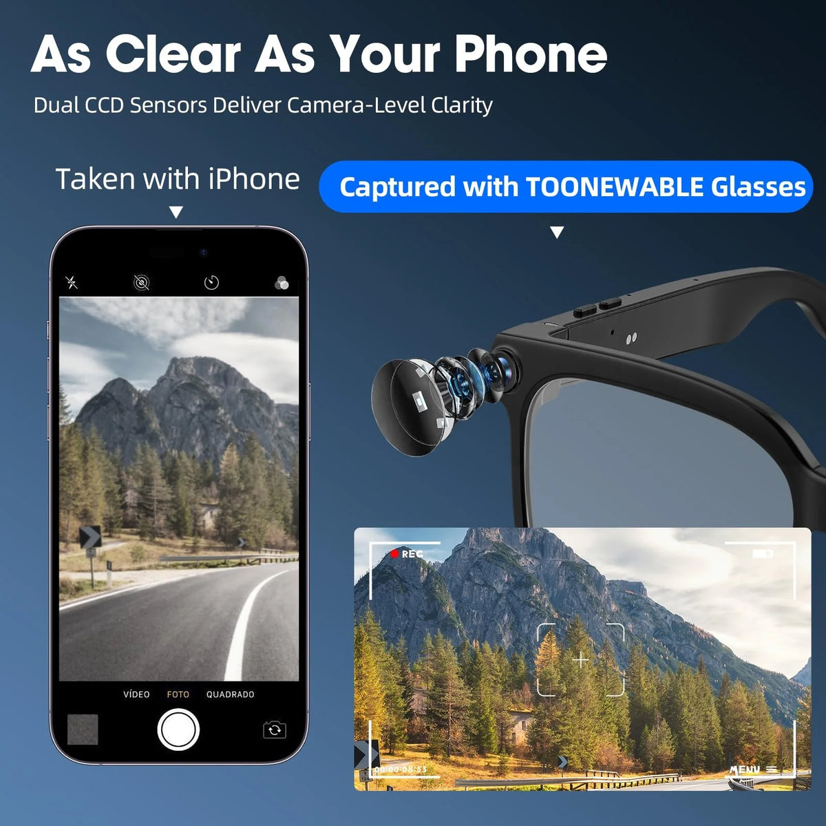 Smart camera glasses 8-megapixel HD