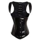 Black PVC Underbust Corset Wetlook Bustier Steampunk
