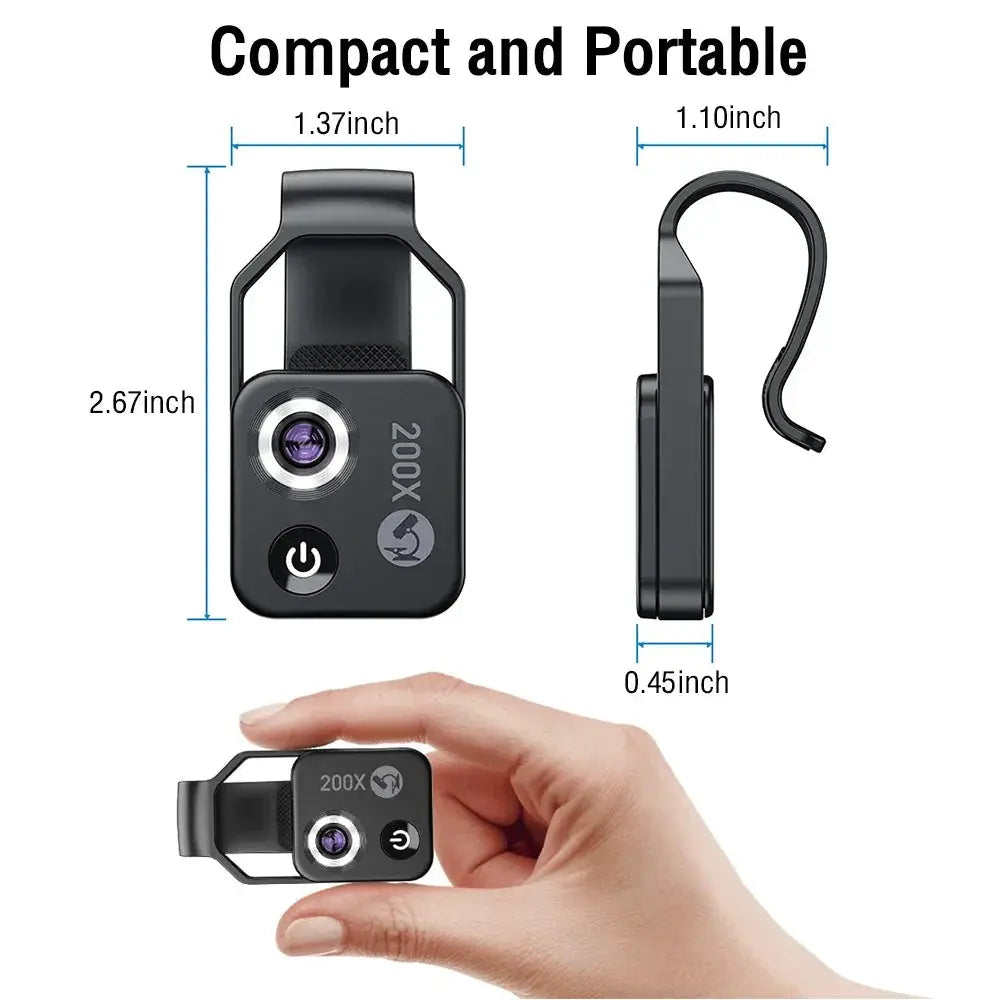 200X Magnification Microscope Lens With CPL Mobile LED Light - OurLum.com