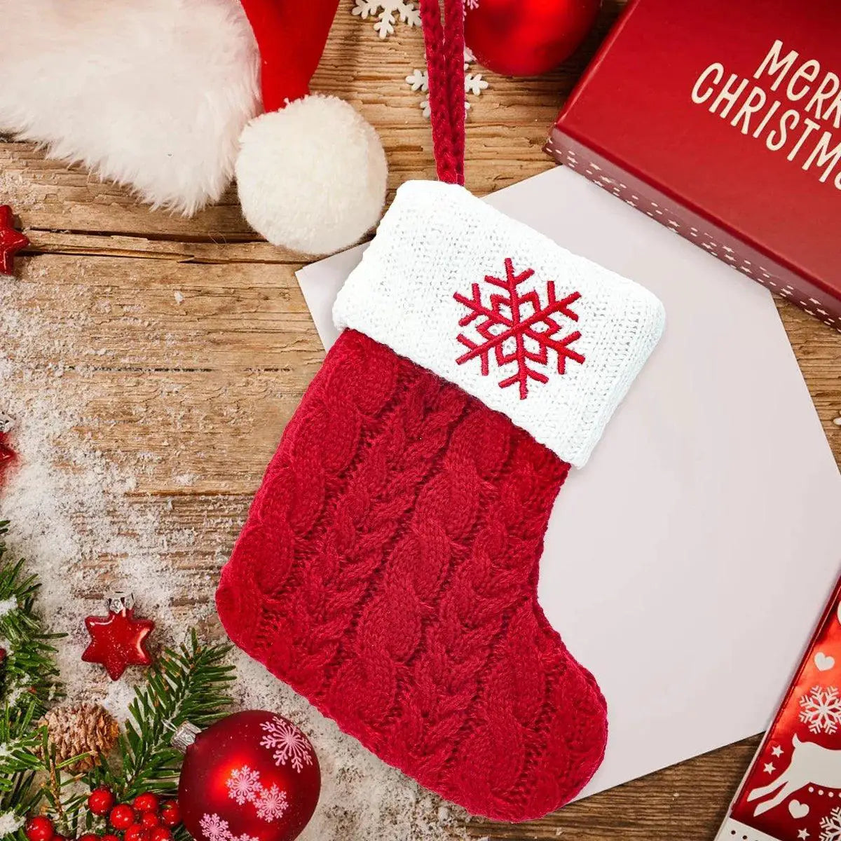 Personalized Snowflake Knit Christmas Stocking Joyful Decor
