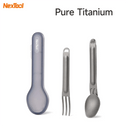 Lightweight Titanium Camping Spoon and Fork Set with Case