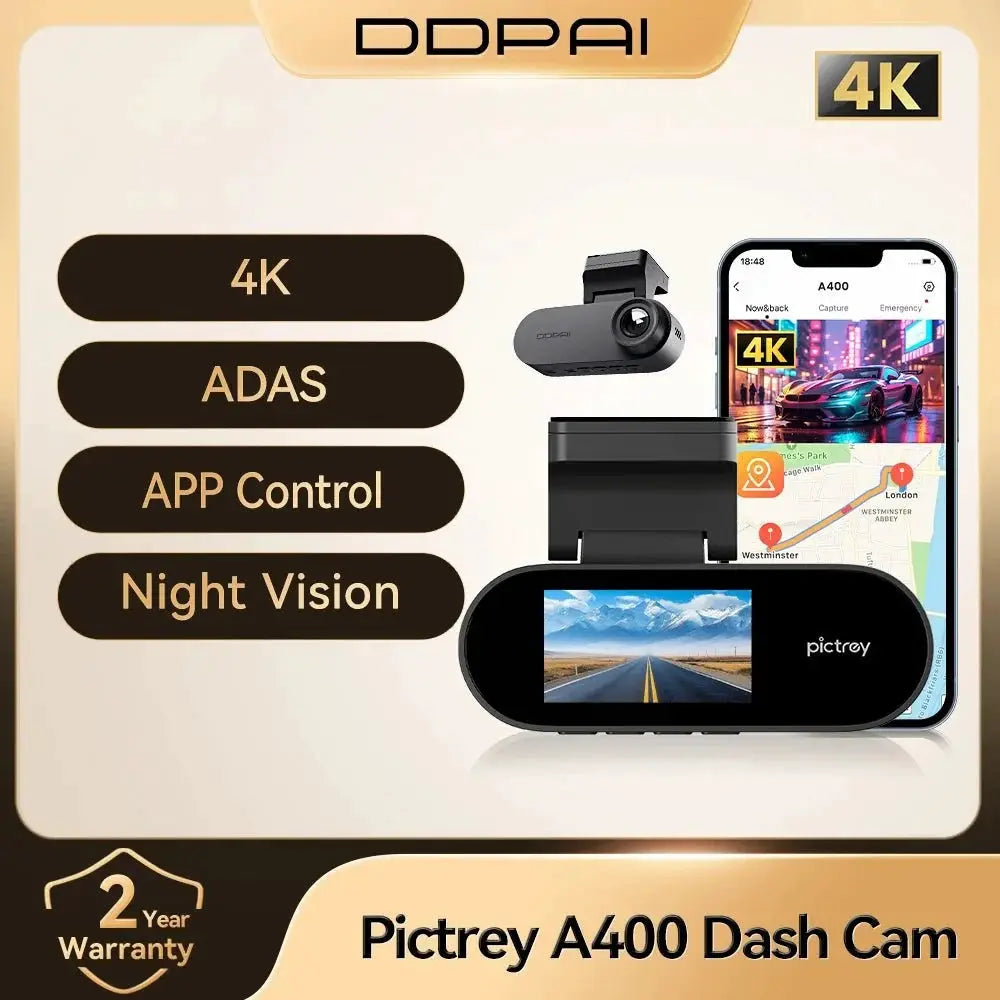 Pictrey A400 4K Dash Cam With Built In ADAS WiFi Night Vision Parking Monitor - stepyours.com