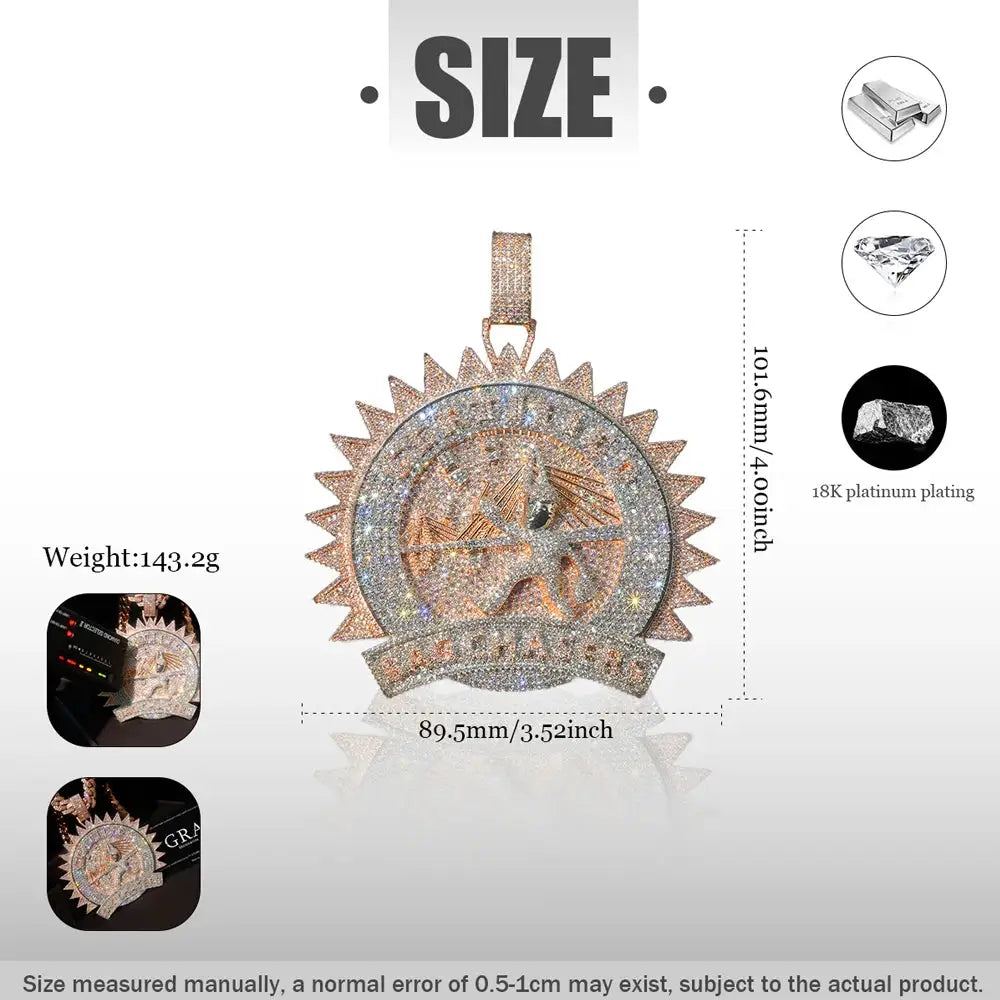 Two Tone Iced Sunburst Pendant — product image 2