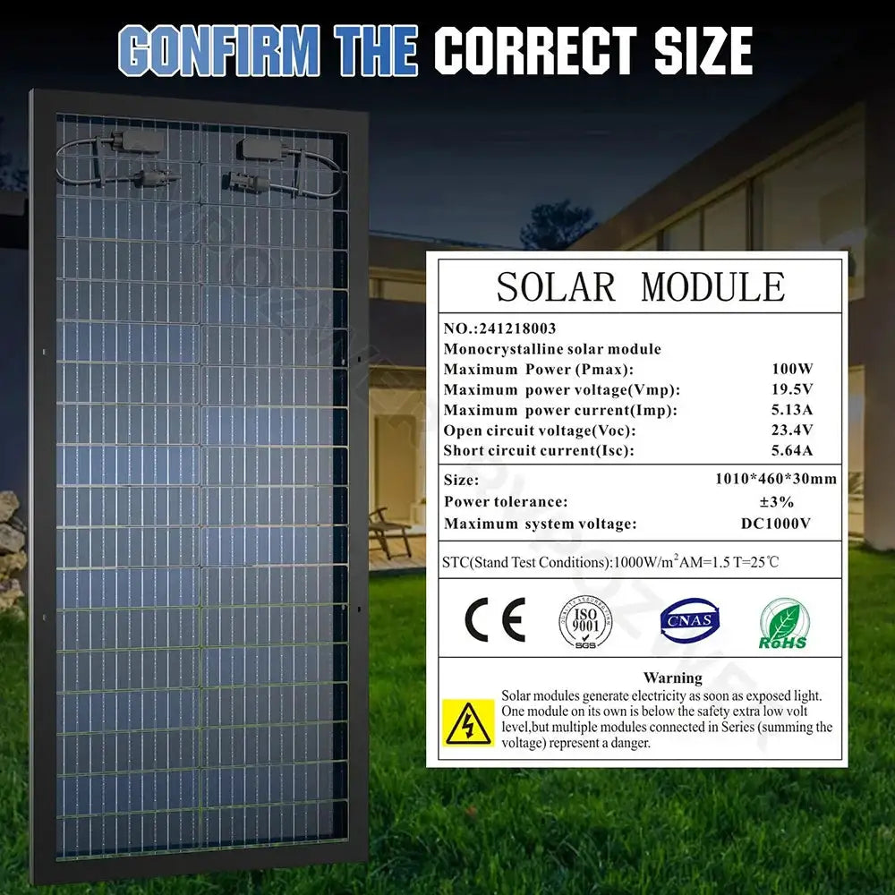 RVPOZWER 400W/200W/100W Bifacial Solar Panels 18BB Mono Cells High Efficiency Module RV Power Marine Boat Outdoor Off Grid