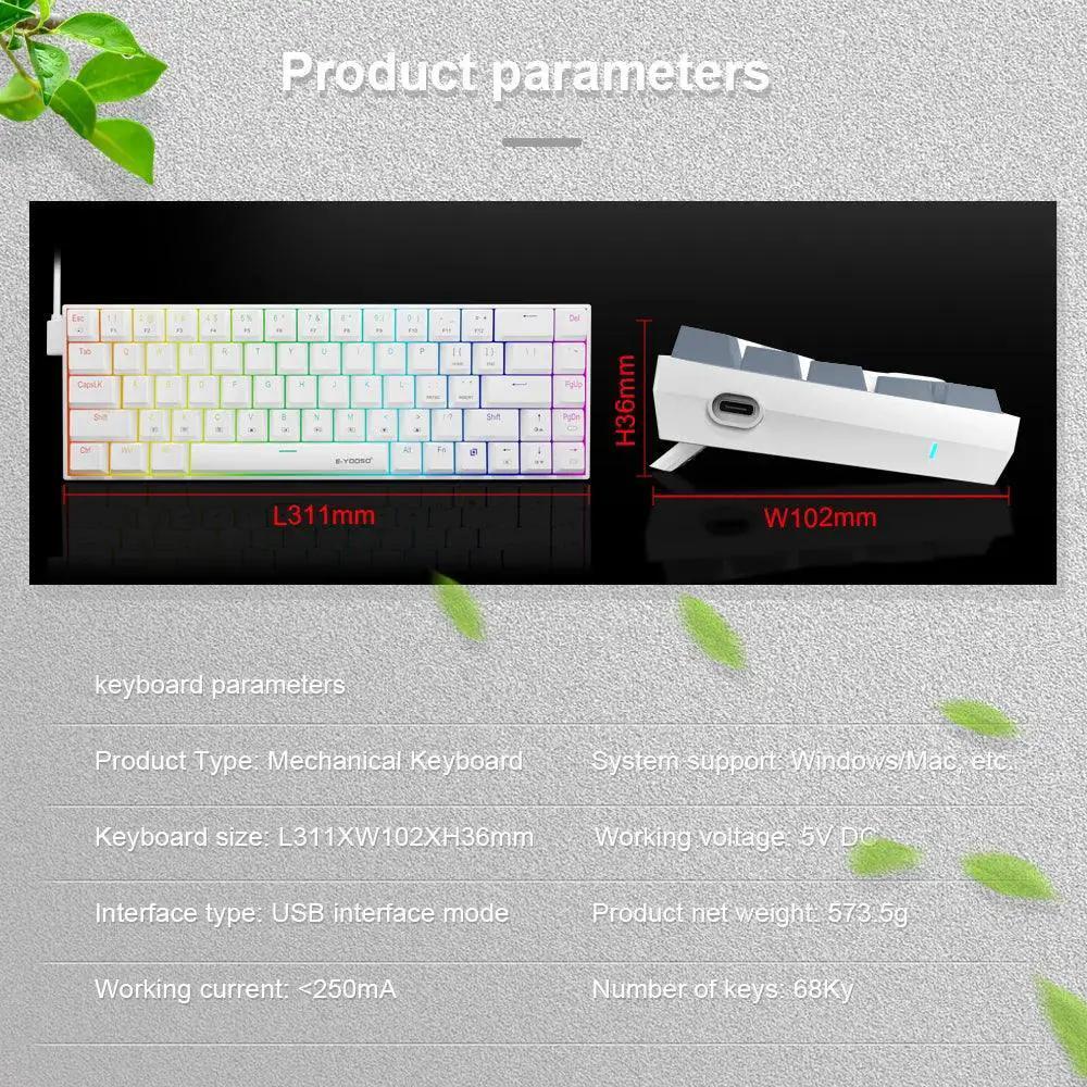 EYOOSO Z686 RGB Mechanical Keyboard Portable 65 Percent Slim
