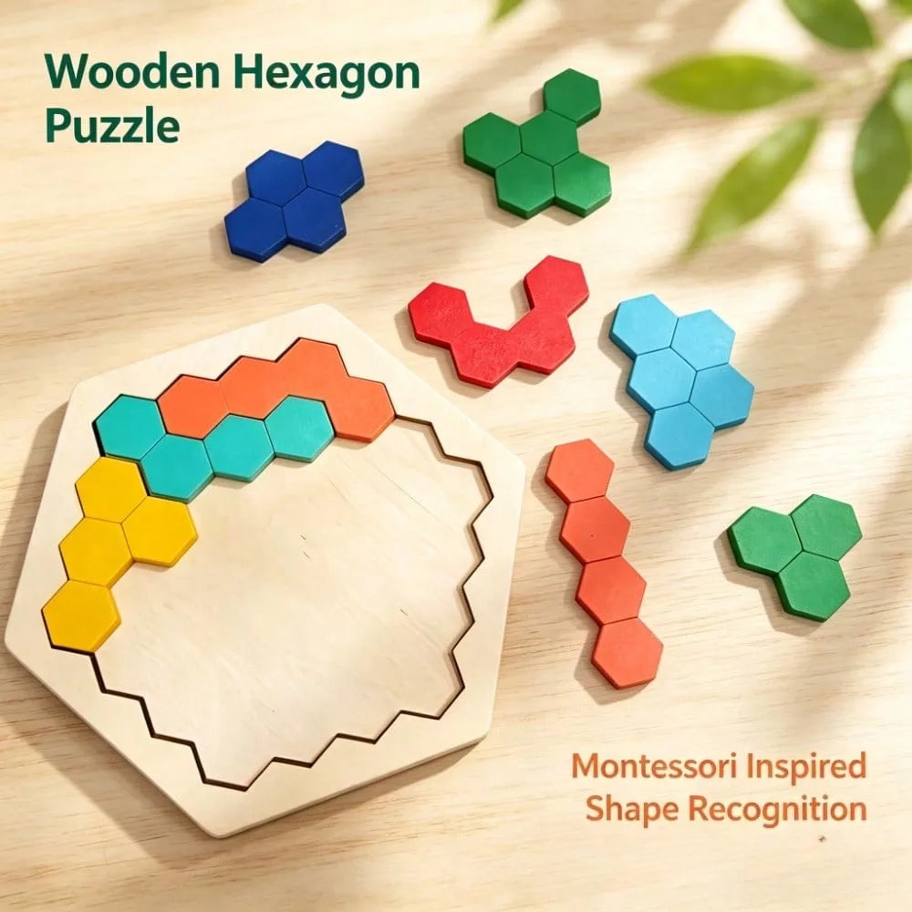 Wooden Hexagon Puzzle Toy Early