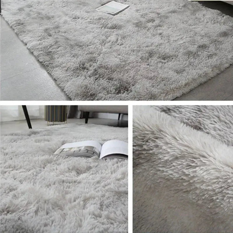 Gray Plush Velvet Rug For Living Room Soft Carpet Mats