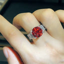 Sterling Silver Sterling Silver Red Moissanite Ring