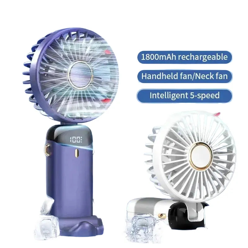 Rechargeable Handheld Fan - LED Digital Display — product view 1