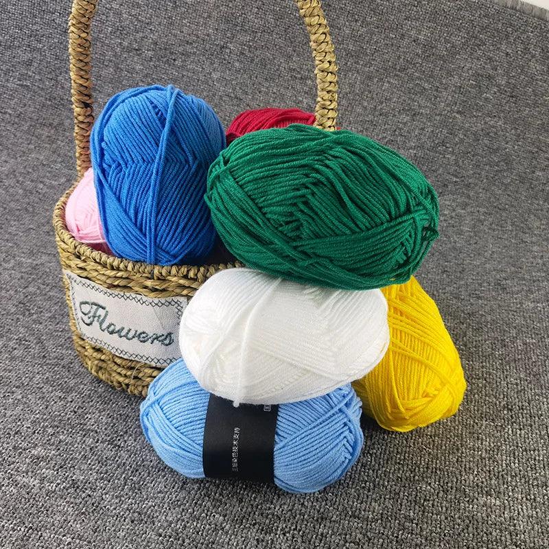 Milk Cotton Knitting Yarn 4 Ply 40 To 50g Set For Crafts