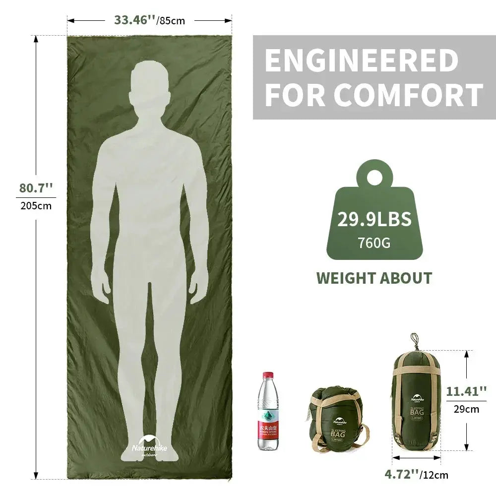 LW180 Ultralight Cotton Sleeping Bag for Camping Adventures