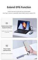 USB C Hub USB Splitter 8 in 2 USB Extender with 4 Ports