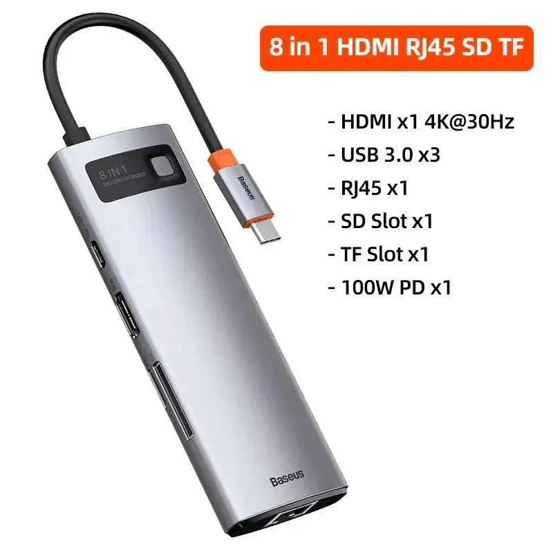 USB Type C Hub USB C to HDMI Ethernet RJ45 SD Reader
