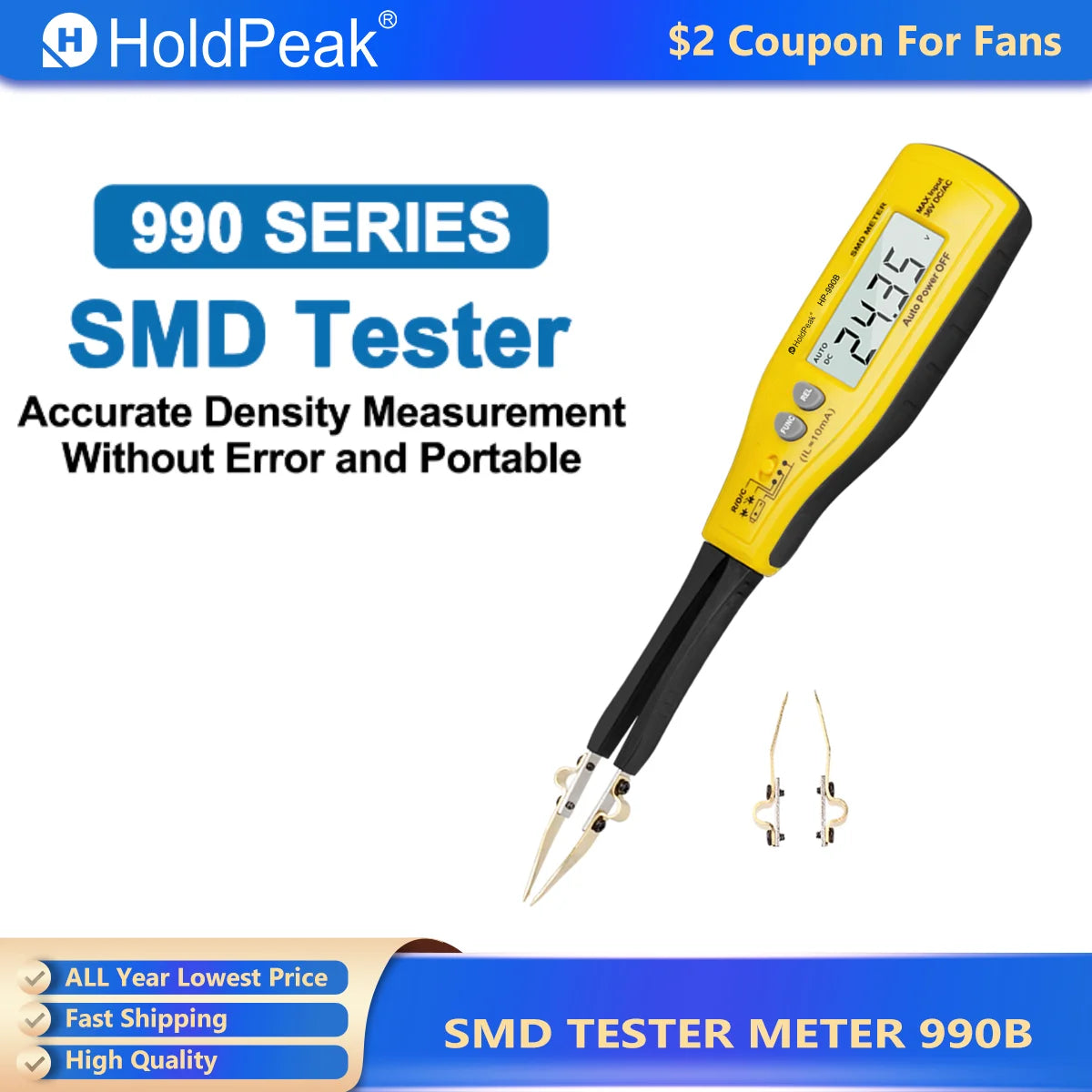HoldPeak SMD Component Tester – Digital Resistance/Capacitance — product view 1