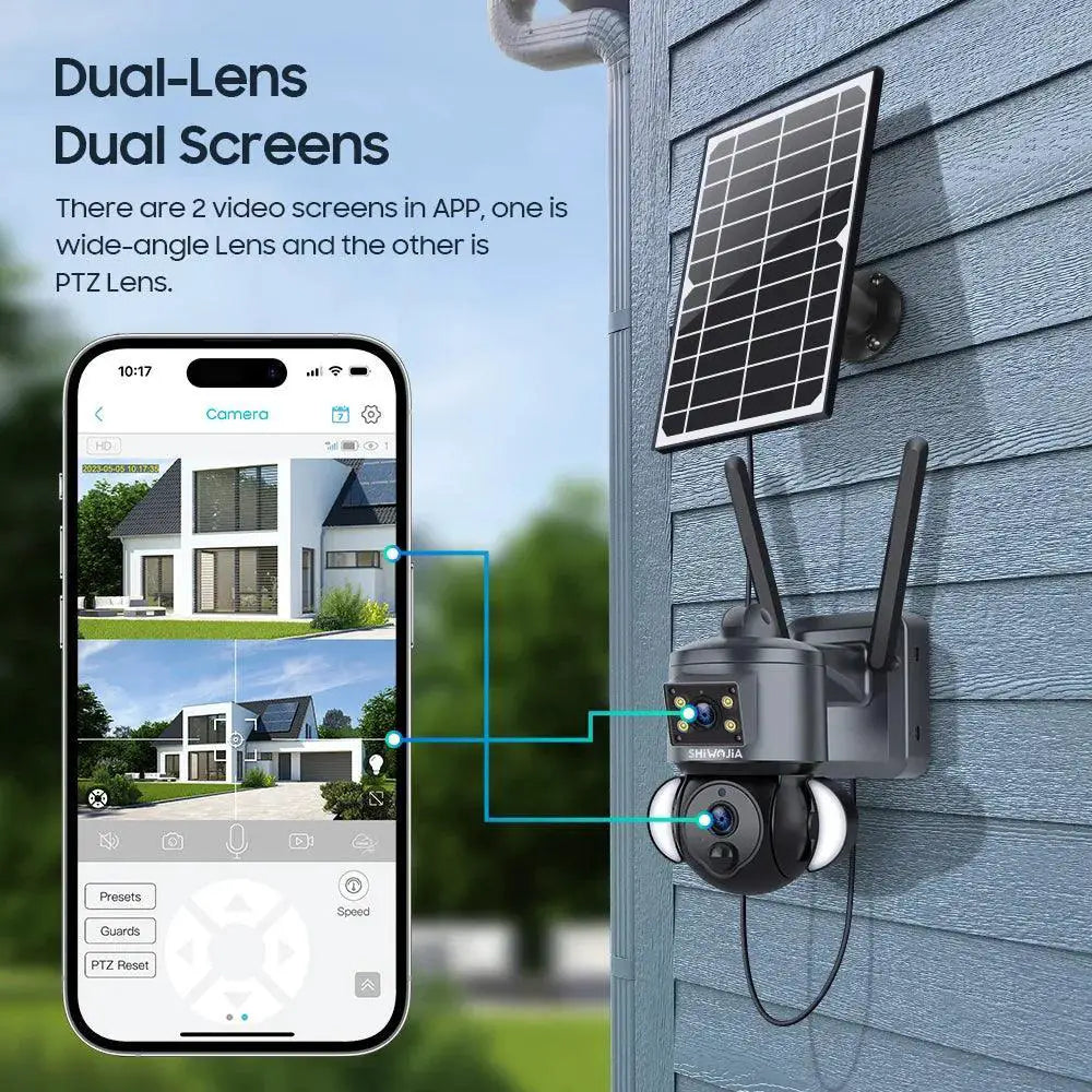 Solar Powered Outdoor Security Cam AI Tracking Night Vision
