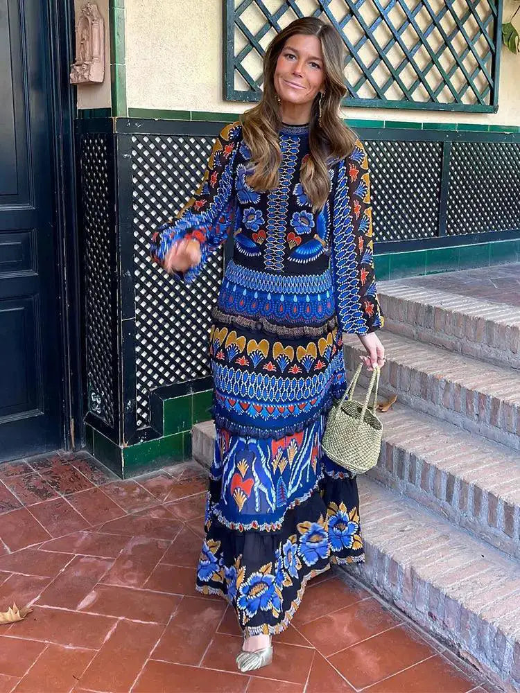 Vintage Lantern Sleeve Maxi Dress Elegant Charm And Style
