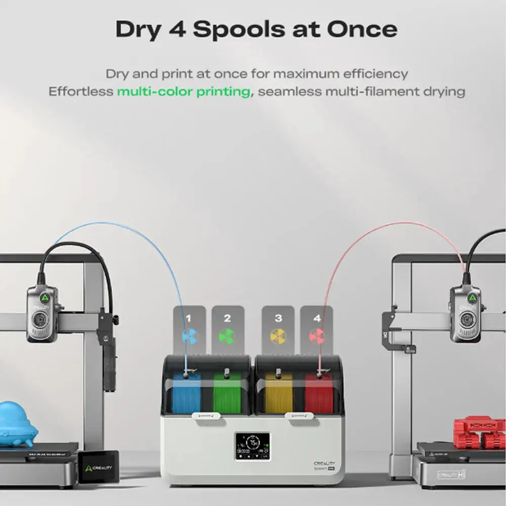 Creality SpacePi X4L Filament Dryer 4 Spools Up to 75℃ LCD Touchscreen Dual Independent Heating Chamber Double Safety Protection