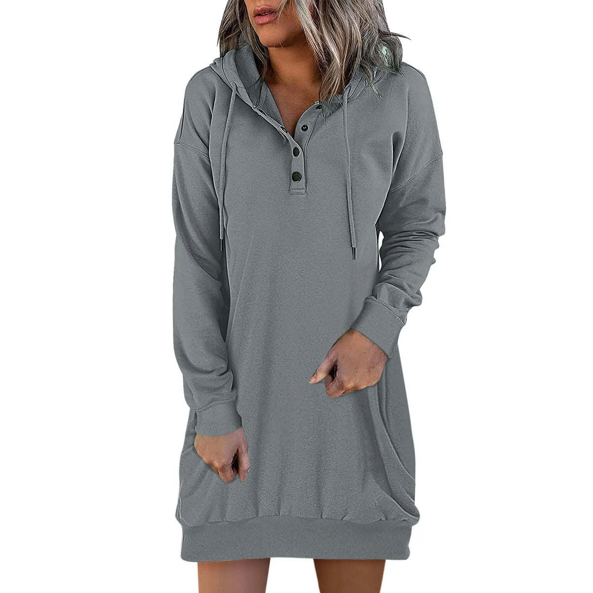 Drawstring Hooded Sweatshirt Dress