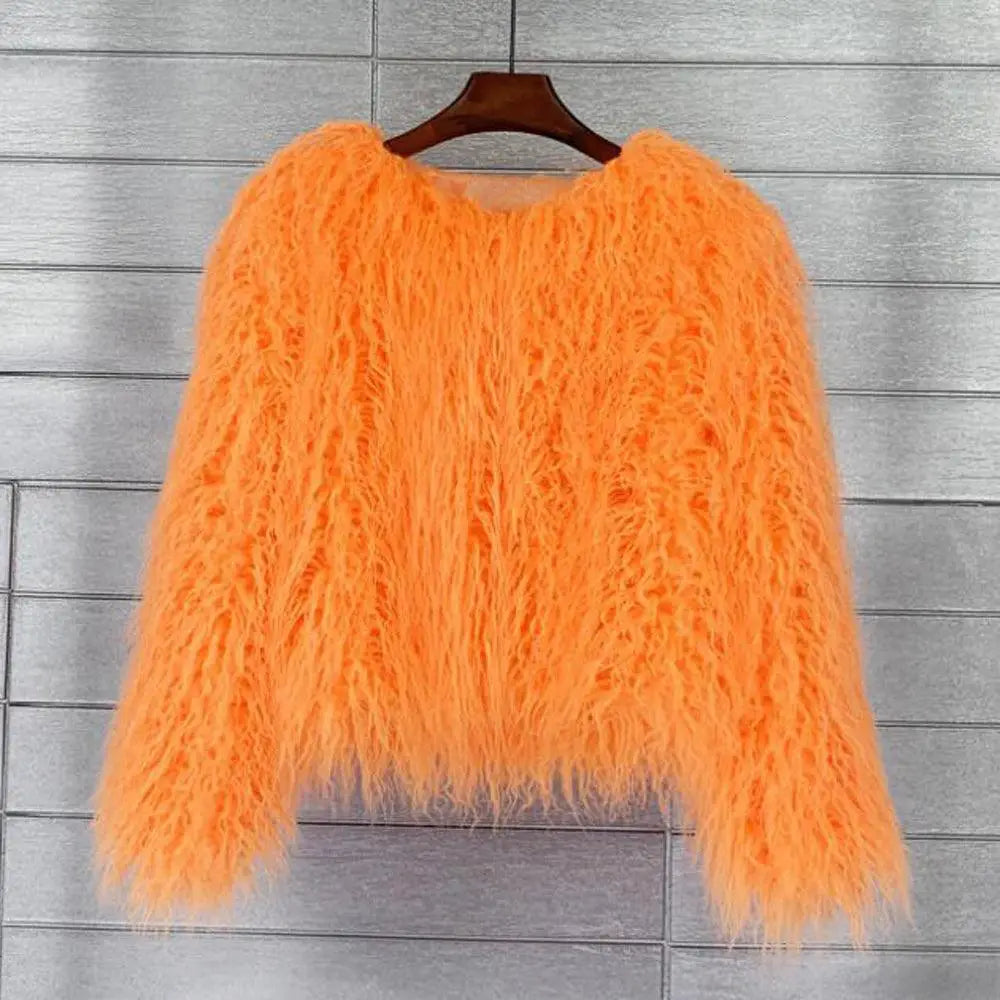 Pink Faux Fur Jacket Elegant Blush Winter Coat For Women