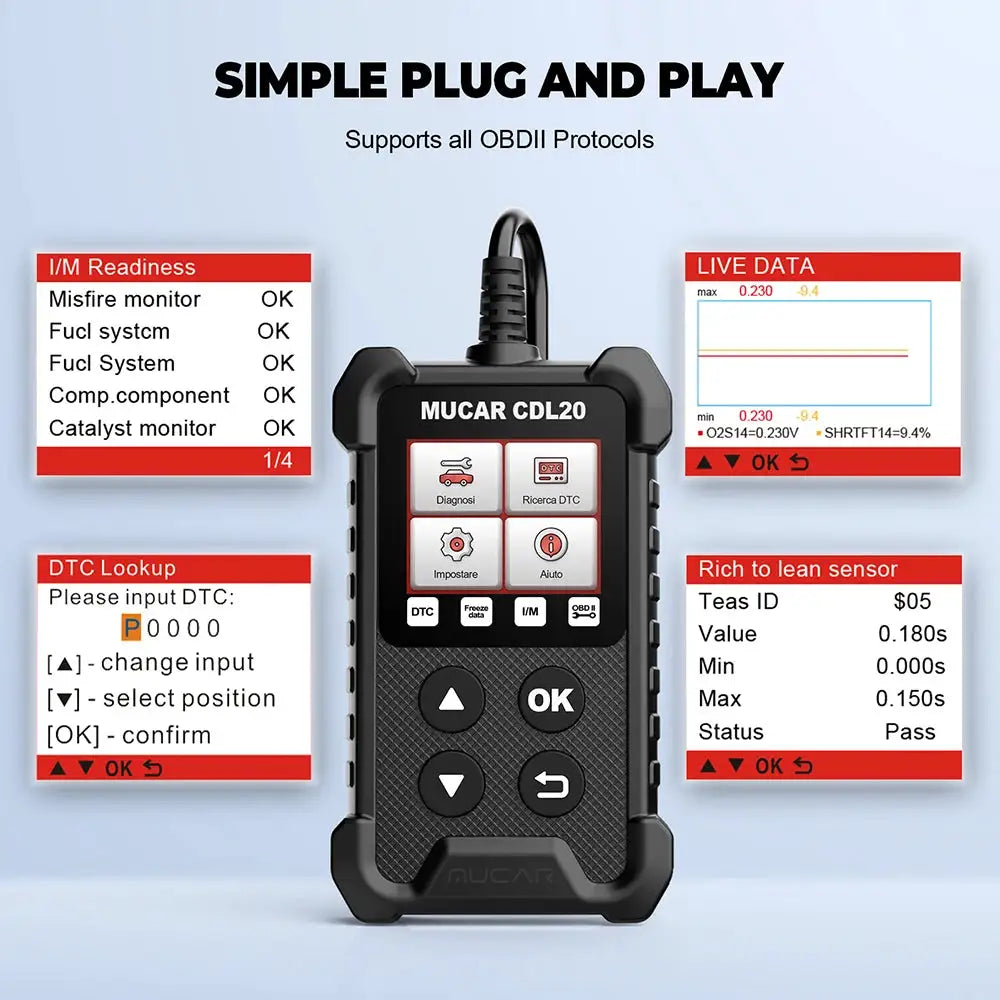 MUCAR CDL20 OBD2 Scanner Car Scan Tools Automotivo Car Code Reader Auto Scanner Check Engine PK ELM327 Lifetime Free